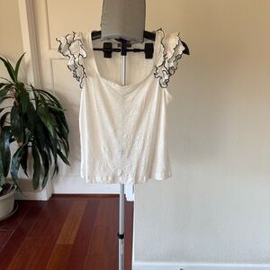 Democracy White Top with Black Accents